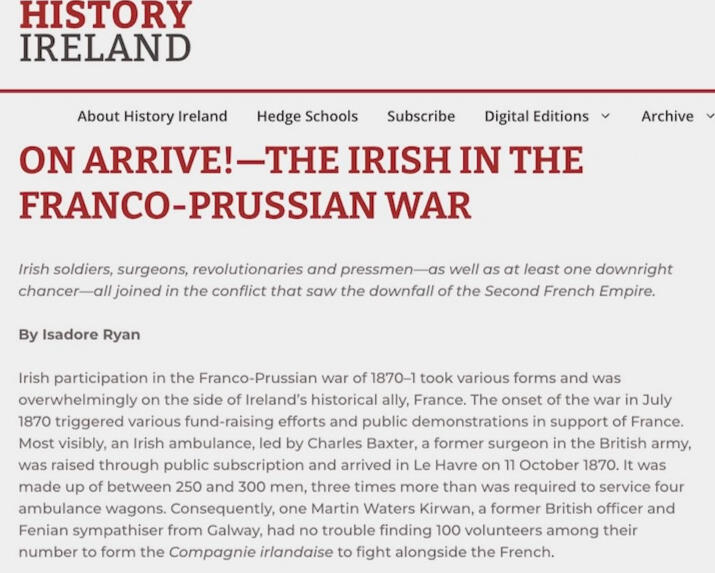 On arrive! The Irish in the Franco-Prussian War